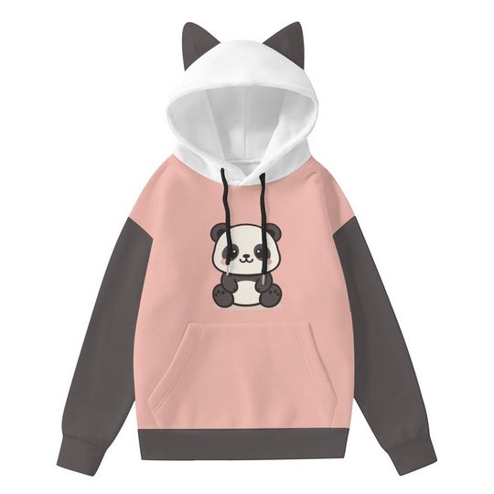 Discover Cute Panda Hoodie with Cat Ears  Kawaii Animal Pullover, Pastel Aesthetic Unisex Hoodie, Soft Cozy for Girls,Harajuku Style Gift