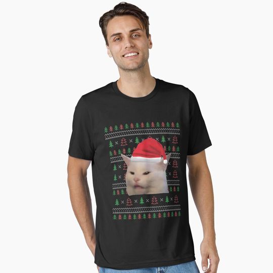 Discover Woman Yelling At Cat Ugly Christmas Sweater Funny Memes Essential T-Shirt