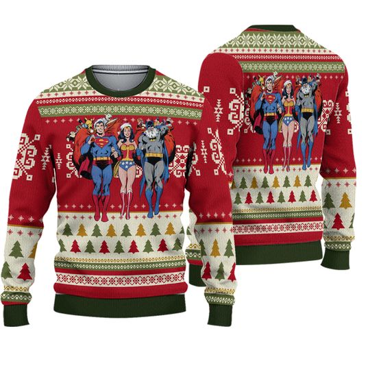 Batman superman Wonder woman Ugly Christmas Sweater
