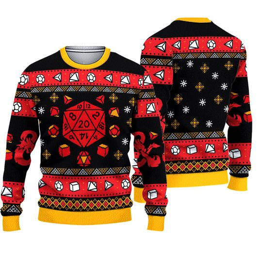 Dungeons And Dragons Ugly Christmas Sweater Mens 2XL - Gamestop Xmas NEW