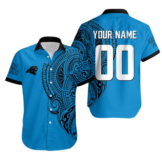 Personalize football Carolina Panthers Polynesian Tattoo Design Hawaiian Shirt