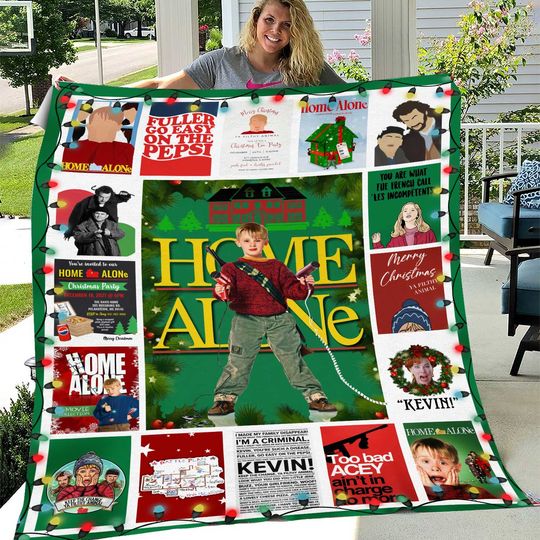 Retro 90s Christmas Movie Blanket, Home Alone Blanket, All The Home Alone, Macaulay Culkin, Xmas Blanket, McCallister Home Security Blanket