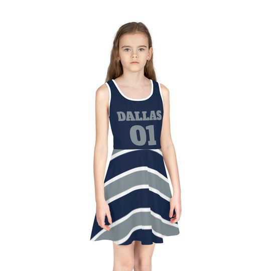 Personalized Dallas Themed Skater Dress for Game Day, Matching Sports Fan Dress