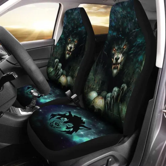 Discover Angry Wolf Car Seat Covers Printed Car Accessories