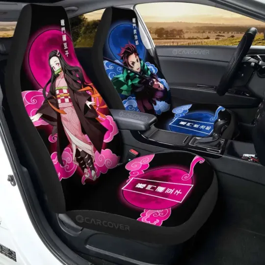 Discover tanjiror and neko Car Seat Covers Anime demon Fans Gift