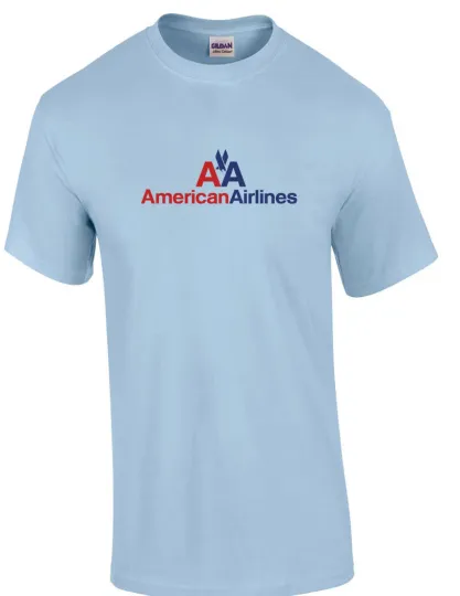 Discover American Airlines  Retro Logo Shirt US Airline Light Blue T-Shirt S-5XL