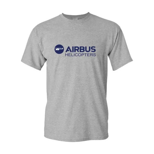 Discover Airbus Helicopter Blue Logo European Aviation Geek Short Sleeve Gray T-Shirt