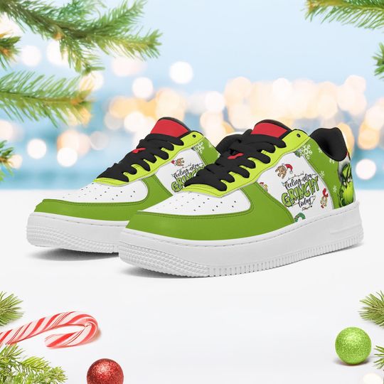 Discover Low-Top Leather Christmas Sneakers, Low Top funny character Shoes, Feelin' Extra Grin Today, Christmas Shoes