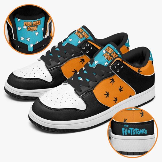 Discover Flintstoned Leather Sneakers, The Flintstoned Sneakers, Flintstoned Shoes, Flintstones Cannabis Shoes, Unisex Pot Leaf Shoes
