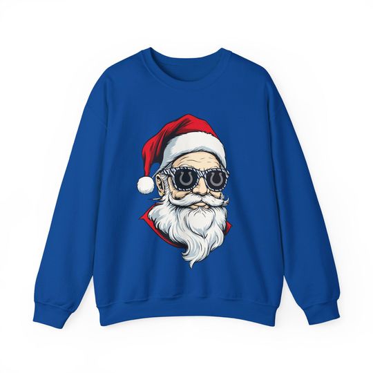 Indianapolis Football Santa Sunglasses Sweatshirt, Colts Christmas, Game Day Sweatshirt Sports Fan Gift