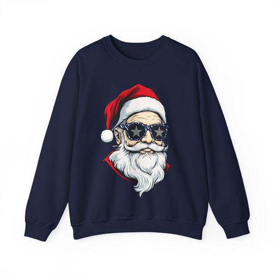 Discover Dallas Football Santa Sunglasses Sweatshirt, Dallas Christmas, Game Day Sweatshirt Sports Fan Gift