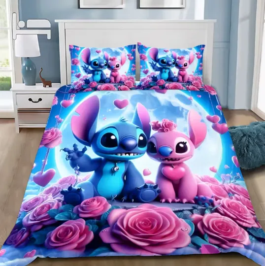 Discover Duvet Cover Pillowcase Bedding Set Cute Funny Stitchs