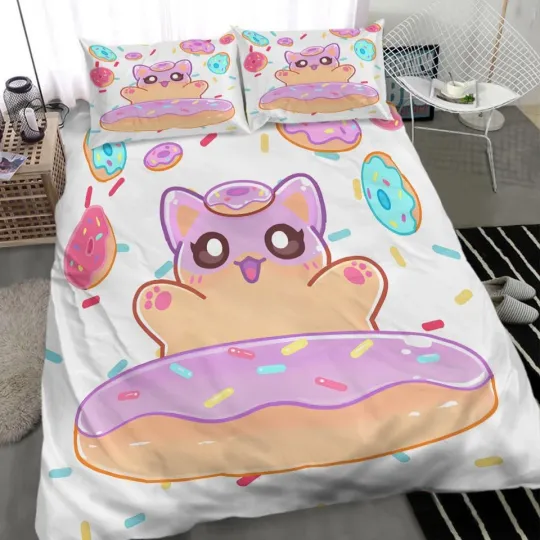 Discover 3D Cute APHMAU Cat Cartoon Girls Quilt Duvet Cover Set Bed Linen Bedclothes