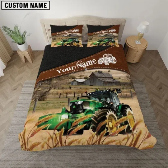 Discover Tractor On The Field Customized Name 3D Bedding Set