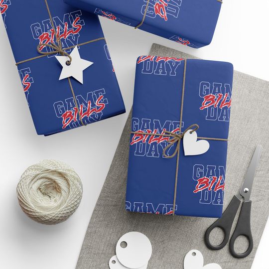Discover Buffalo Football Game Day Wrapping Paper, Bills Football Gift Wrap, Sports Football Fan Birthday or Holiday Wrapping
