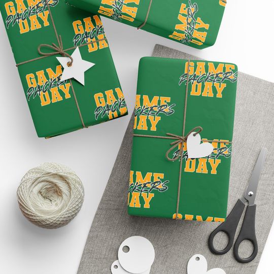 Discover Green Bay Football Game Day Wrapping Paper, Packers Football Gift Wrap, Sports Football Fan Birthday or Holiday Wrapping