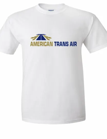 Discover American Trans Air ATA Retro Logo T-Shirt US Airline Blue White