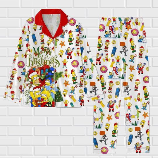 The Simpsons Pajamas Set, Simpsons Family Pajamas, Homer Simpson Pajamas, Funny Simpsons Pajamas, Cartoon Movie Christmas Pajamas