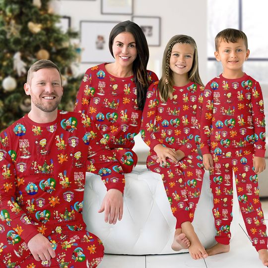 Discover Christmas Simpson Family Pajamas, Homer Simpson Matching Pajamas, Disney Cartoon Pajamas Set, Family Pajamas