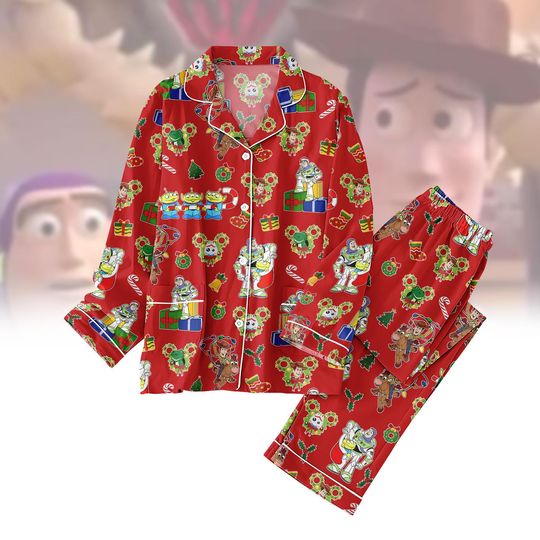 Discover Toy Story Christmas Pajamas Set, Buzz Lightyear Woody Women Pajamas, Disney Characters Holiday Pajamas, Xmas Loungewear, Cartoon Shirt