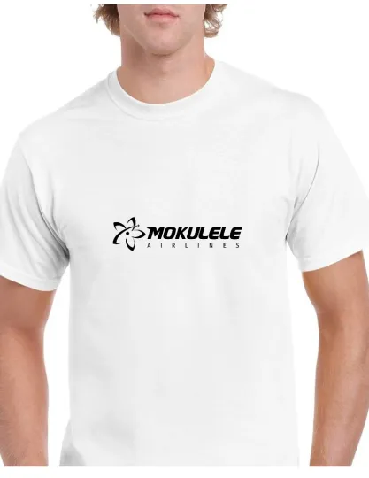 Discover Mokulele Airlines Black Logo Hawaiian Aviation T-Shirt
