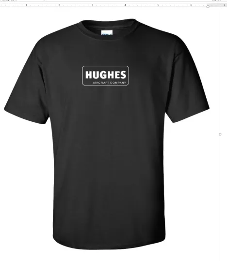 Hughes Aircraft Black Retro Logo T-Shirt US Airline Aviation Vintage