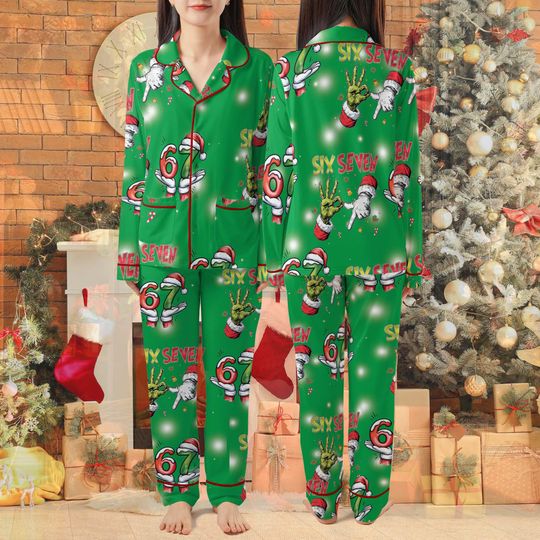 Discover 6 7 Christmas Pajamas, Six Seven 6 7 Meme Funny Christmas Pajama Sets, Meme shirt, Funny Pajama Christmas Pants for Women Men,Home Wear Set