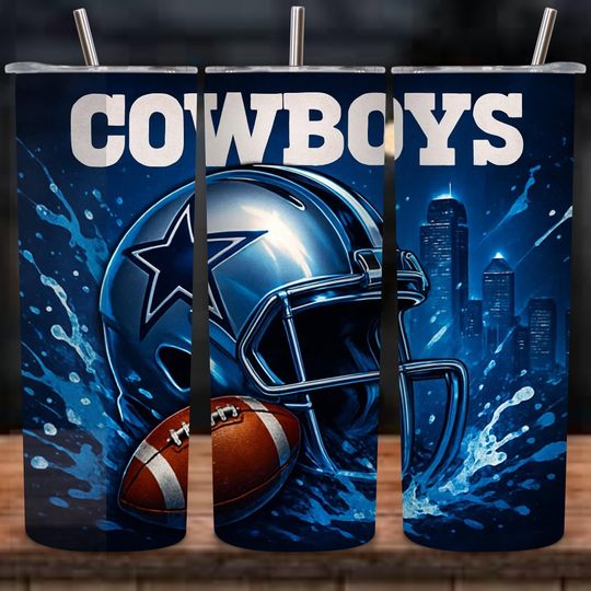 Discover Cowboys Football 20oz Tumbler with Lid And Straw, Sports Mascot Tumbler