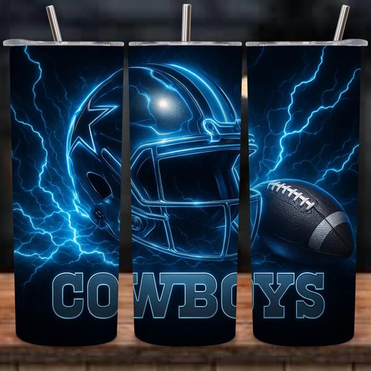 Discover Cowboys Football 20oz Tumbler with Lid And Straw, Sports Mascot Tumbler