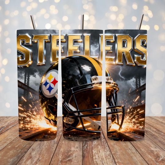 Discover Pittsburgh Football 20oz Tumbler with Lid And Straw, Sports Mascot Tumbler