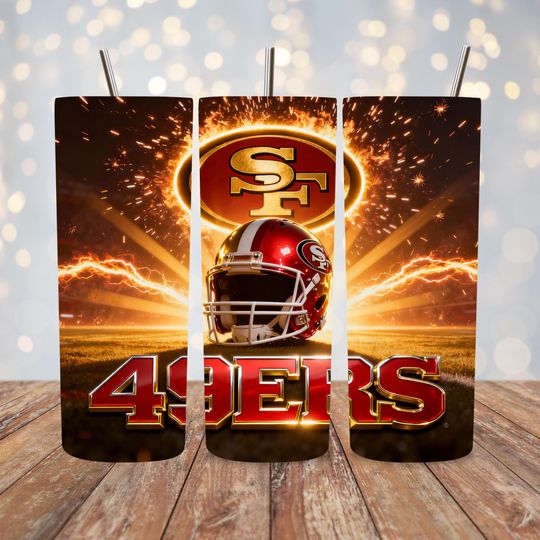 Discover San Francisco Football 20oz Tumbler with Lid And Straw, Sports Mascot Tumbler
