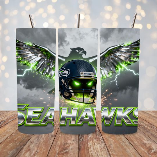 Discover Seahawk Football 20oz Tumbler with Lid And Straw, Sports Mascot Tumbler