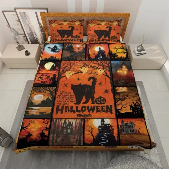 Discover Black Cat Witch Halloween Blanket, Best Bed Blankets, Halloween Home Decor