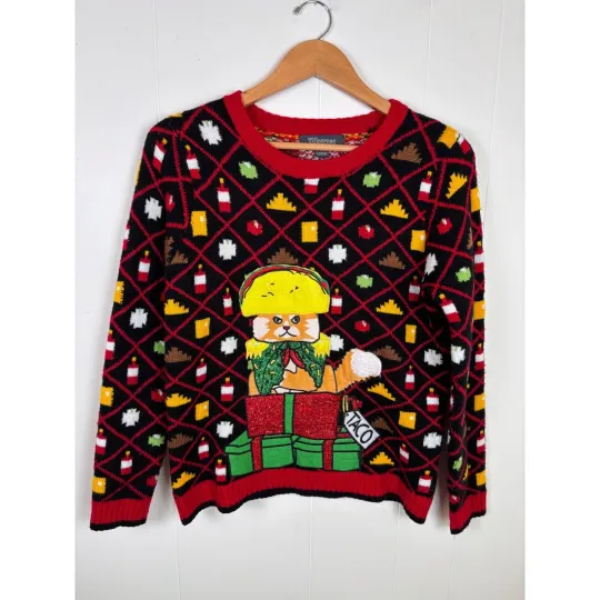 Discover 33 Degrees Taco Cat Ugly Christmas Sweater Funny Holiday Party Large (14/16)
