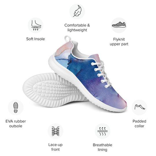 Mens Paint Smoke Athletic Shoes  Lightweight Gym Sneakers with Abstract Streetwear Pattern