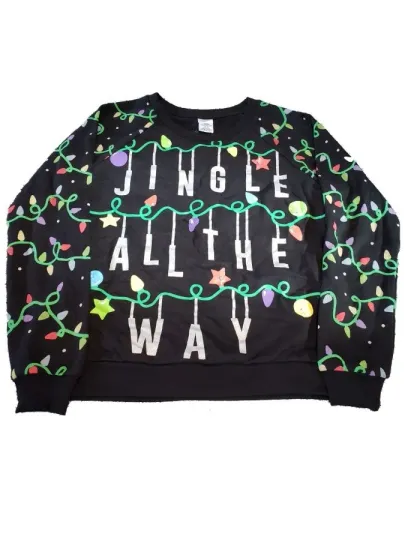 Discover Womens Junior Size Jingle All The Way Black Long Sleeve Holiday Sweatshirt XS