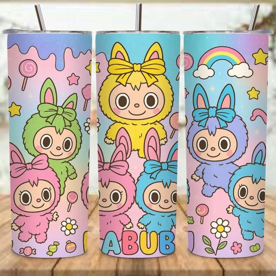 Discover Cartoon Character 20oz Tumbler Wrap: Trendy Pink Design (PNG Digital Download