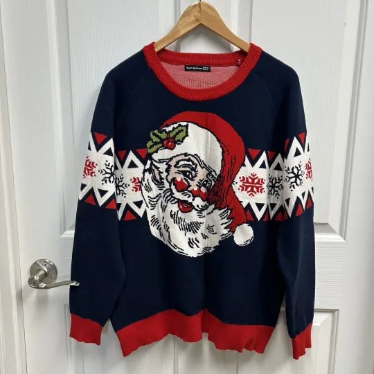 Discover Ugly Christmas Sweater Womens XL Santa Face Winter Holiday Party Sarin Mathews