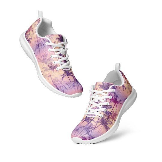 Sunset Palm Tree Womens Athletic Shoes  Tropical Beach Vibes Sneakers