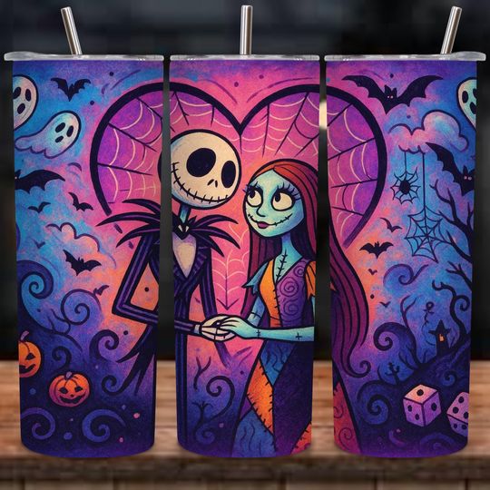 Discover Halloween Character 20oz Skinny Tumbler Wrap PNG, Sublimation Design for 20oz Tumbler