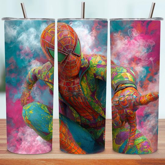 Discover Psychedelic Spiderman Tumbler Wrap: 20oz Skinny Tumbler PNG (Digital Download)