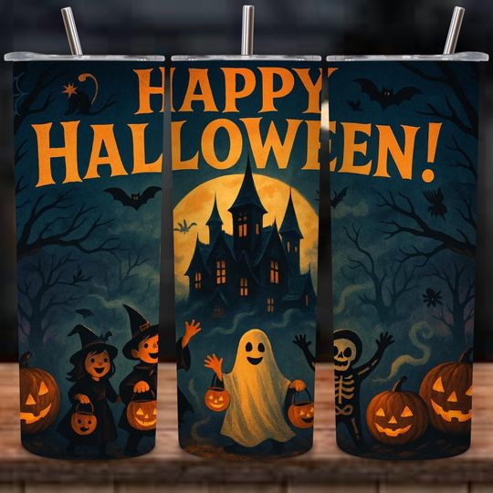Discover Halloween Haunted House Tumbler Wrap: Spooky Sublimation Design (PNG Digital Download)