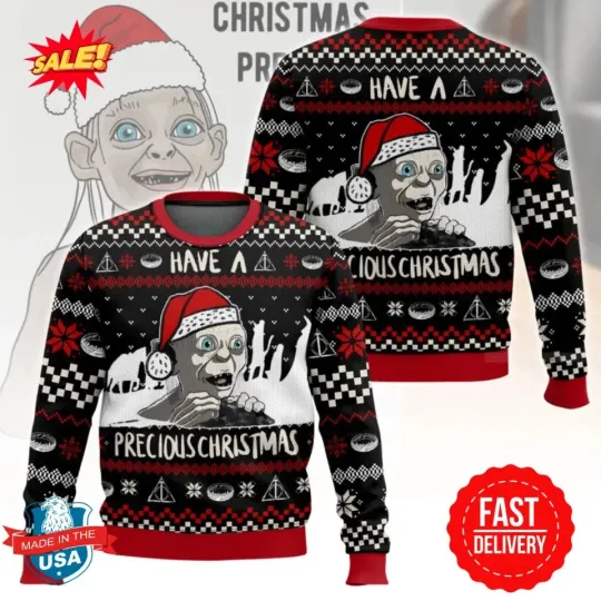 Creepy Creature Santa Hat Holiday Jumper 3D All Over Print Ugly Sweater