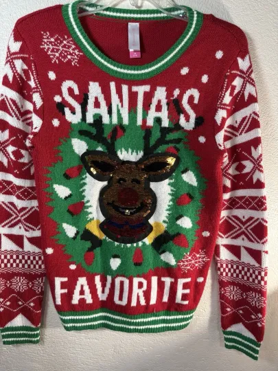 Discover Santa's Favorite Reindeer Ugly Christmas Sweater- Medium