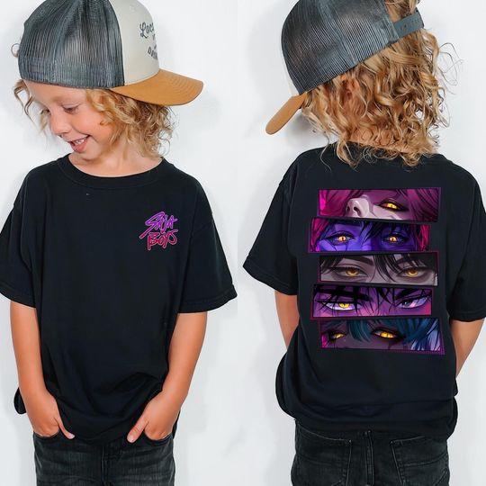 Discover Saja Boys 2 Slide Youth Toddler Shirt, Saja Boys Boy Band Shirt, Kpop Demon Inspired Movie Shirt, Demon Hunters Merch, Kpop Shirt, Boy Group
