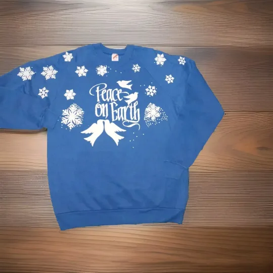 Peace On Earth Ugly Christmas Sweater Jerzees Size XXL