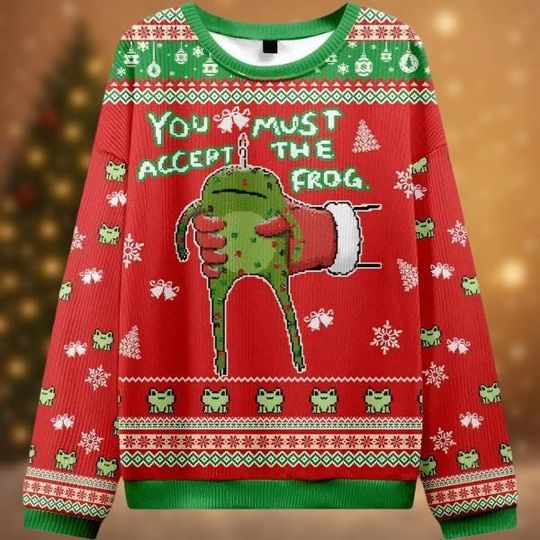 Discover You Must Accept The Frog Christmas Sweater, Xmas Ugly Sweater for Men Women, Nature Lover Holiday Sweatshirt
