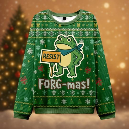 Discover Frog Resist Sweater, Christmas Ugly Sweater, Portland Frog Protest Shirt, Anti-Fascism