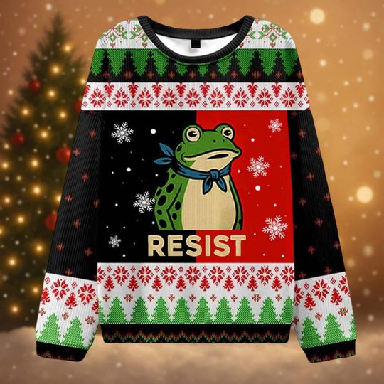 Discover Funny Frog Resistance Sweatshirt, Christmas Frog Sweater, Portland Frog Protest Shirt