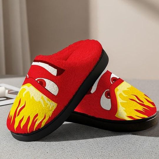 Discover Inside Out Cozy Slipper, Inside Out Anger Character Cozy Shoes, Disneyland Movie Fluffy Slipper, Anger Comfortable House Shoes